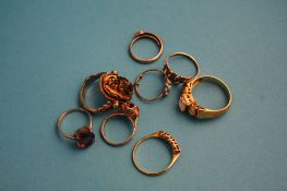 Eight various silver dress rings.