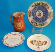 A boxed Presentation Maling plate, a 'British Women's Temperance Association' plate, a Coronation