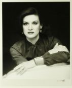 Photograph - Patrick Lichfield silver bromide print, Paloma Picasso, signed. Size 35cm x 26cm
