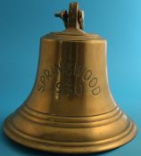 A large hanging ship's bell from the "Springwood", 1950.28.5 cm high