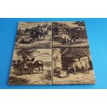 A set of nine Minton 'Farmyard Scenes' tiles.15.5cm square