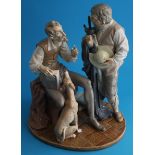 A large Lladro figural group of Don Quixote and Pallarge supported on an oval base.31cm wide x