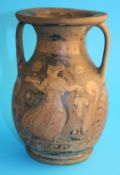 A Greek Apulian two handled vase decorated with ladies and stylised flowers.Provenance: Purchased