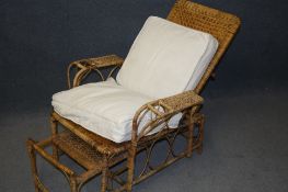 An Edwardian rattan steamer chair.