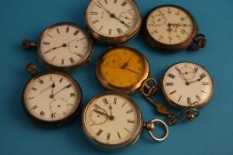 A collection of seven silver Gent's pocket watches.