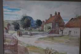 T. HillWatercolourSigned'Village landscape'28 cm x 38 cm