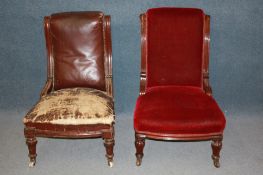 Two late Victorian mahogany nursing chairs.