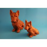 A large Sylvac West Highland Terrier in brown, impressed mark number 1209, 29 cm high; and a small