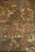 A collection of late 16th century early 17th century leather panels, each richly decorated with