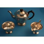 A silver three piece tea set, Sheffield 1932, maker's mark Viners Ltd.Total weight 712 grams - 22.