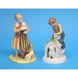 Two Royal Doulton figures 'Childhood Days', HN2971, 'Puppy Love', HN3371. (2)