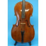 A late 19th/early 20th century cello possibly German, bears label "Antonius Stradiuarius Cremonensis