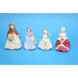 Four small Royal Doulton figures 'Granny's Shawl', 'Peggy', 'Babie' and 'Wendy'. (4)