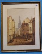 Downé  Watercolour  Signed  Dated 1858  "French street scene"  40 cm x 30 cm