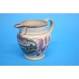 A Sunderland pink lustre jug with a view of the Iron Bridge.  10 cm high