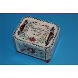 A Victorian Stockton ware money box decorated with flowers and inscribed Elizabeth Jane Murray,