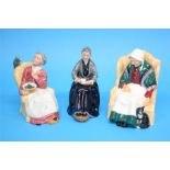 Three Royal Doulton figures 'The Cup of Tea', HN2322, 'Pretty Polly', HN2768 and 'Forty Winks',
