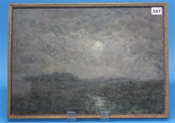 John Falconer Slater  1857-1937  Oil on board  Signed  "Moonlit skies"  32 cm x 45 cm