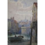 Frank Rousse (active 1894-1917) Pair Watercolours, Signed, Dated **/03, 'Boats in a harbour at