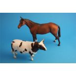 A Beswick Ayrshire Bull, Champion Whitehill Mandate; and a Beswick horse, printed marks. (2)