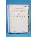 A folder of various railway postcards and various railway related ephemera.