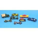 A selection of boxed Corgi toys including number 155, 156, 249, 264, 438, 480; and two boxes of