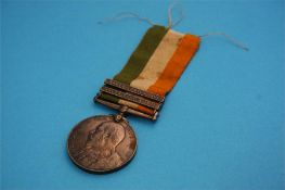 A King's South Africa medal with green, white and orange ribbon, 2 bars, South Africa 1901 and 1902,