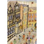 Lois Bygrave ("The Yorkshire Lowry")  1915-1996  Watercolour with acetate  Signed  "Shambles, York"