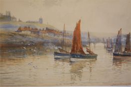 G W Williamson  Watercolour  Signed  "Whitby harbour and priory"  21.5 cm x 32.5 cm