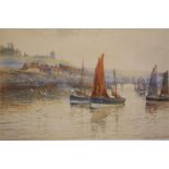 G W Williamson  Watercolour  Signed  "Whitby harbour and priory"  21.5 cm x 32.5 cm