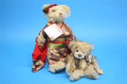 A Terumi Bear Japanese bear wearing a kimono and a smaller Masako Original bear. (2)