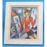 Isaac Kaplan  Born 1969  Oil on canvas  Signed  "The red hat"  40 cm x 31 cm  Isaac Kaplan was