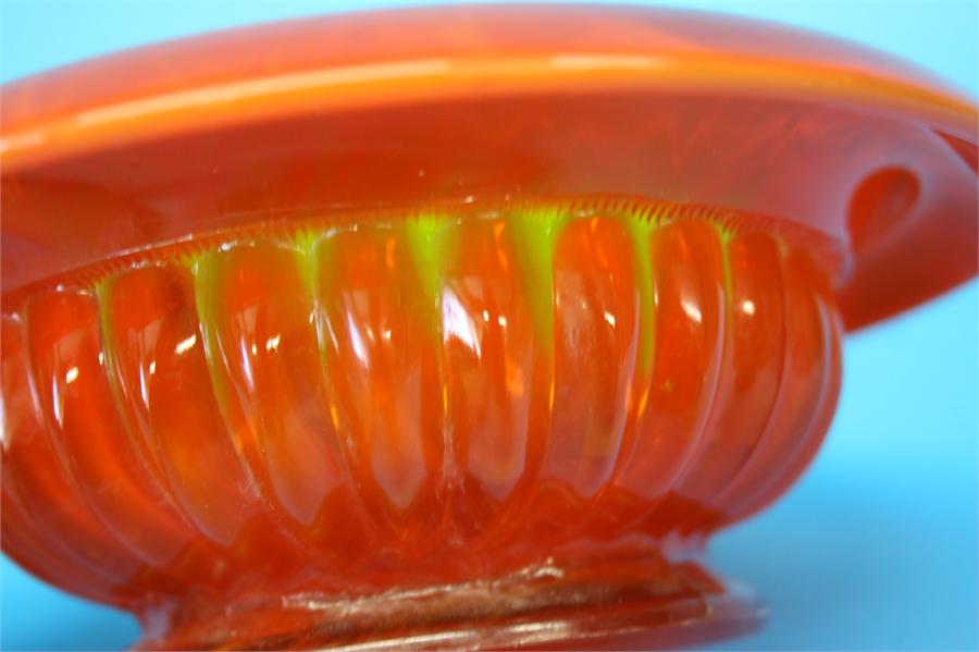 A rare Davidsons orange cloud glass circular shallow bowl.  20 cm diameter - Image 2 of 4