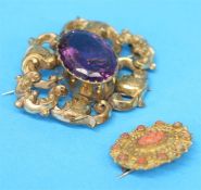 A Victorian coral set brooch and another Victorian brooch. (2)