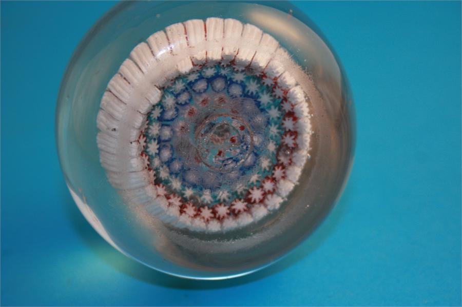 A Victorian glass millefiori paperweight with central coloured cane and four concentric bands of - Image 4 of 4
