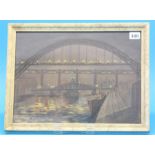 Oliver Kilbourn  1904-1993  Watercolour  Signed  Dated May/49  "View of the Tyne  Bridge, Low