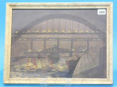Oliver Kilbourn  1904-1993  Watercolour  Signed  Dated May/49  "View of the Tyne  Bridge, Low