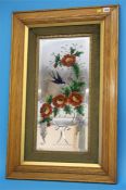 A pair of Victorian oak framed enamel painted mirrored panels.  87 cm high.  56 cm wide.