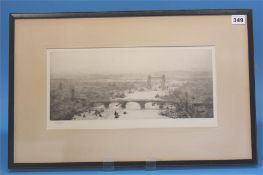 William Lionel Wyllie RA  1851-1931  Drypoint  Signed  "London and Tower Bridges"  Bears label to