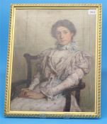 John Adamson  1865-1918  Oil on canvas  Signed  Dated 1899  "Portrait of a lady seated in a