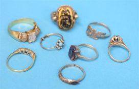 Eight various silver dress rings.