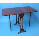 A Victorian walnut Sutherland table with turned supports and curving legs.  62 cm wide  110 cm long