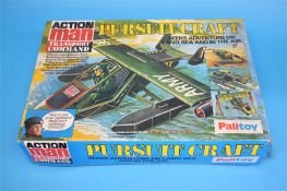 A Palitoy Action Man "Gargon"; an Action Man training tower; a "Pursuit Craft" and "Command Centre",