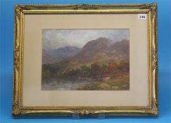 John Falconer Slater  1857-1937  Oil on board  Signed "Highland landscape with cattle by the