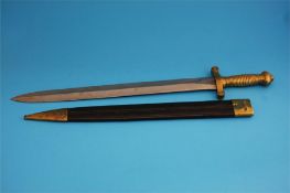 A French Infantry Gladius sword stamped Talabotf 1832, Paris, with brass grip and leather and