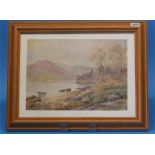 William Scott Myles  Pair  Watercolours  Signed  "Scottish loch scenes"  25 cm x 35 cm