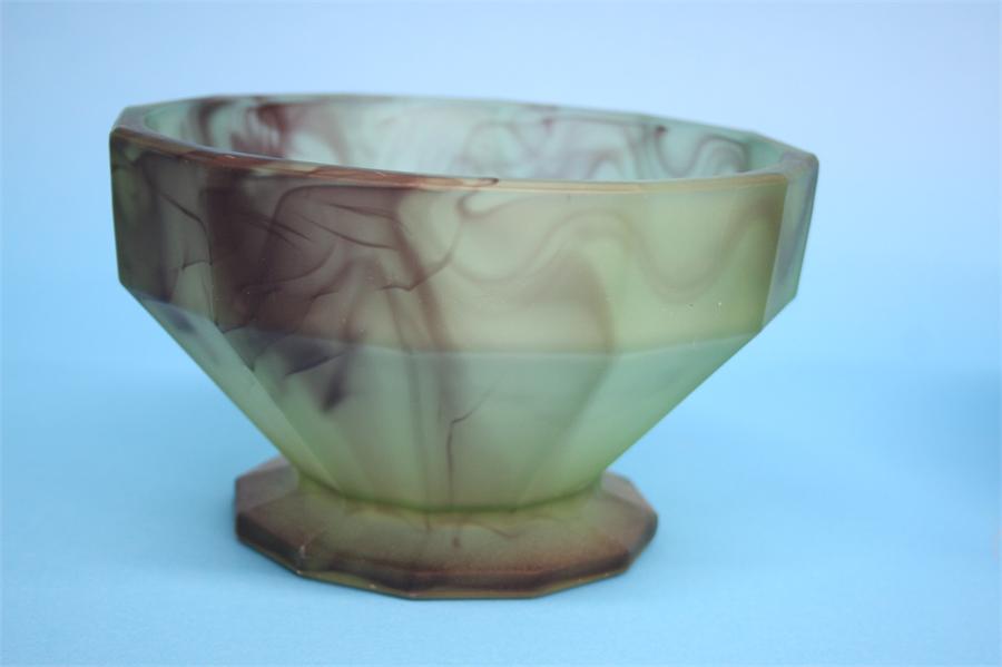 A Davidsons purple cloud glass bowl and stand on a blue ground and another bowl on a pale green - Image 5 of 5
