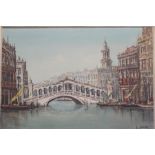 J Van Dongen  1915-1992  Oil on canvas  Signed  "Rialto Bridge, Grand Canal, Venice"  50 cm x 70 cm