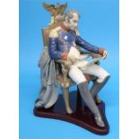 A Lladro group of Napolean seated on a throne reading a map, printed mark, numbered 776.  33 cm