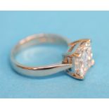 A Platinum solitaire diamond ring, Princess cut, total weight 3.02 ct, Si 1, colour G, ring size